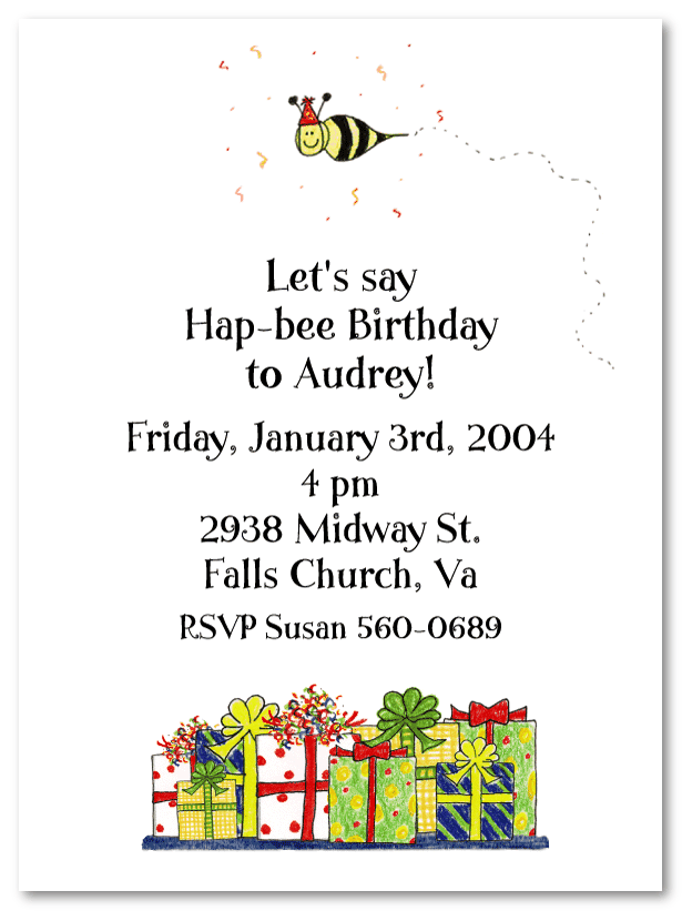 Birthday Party Bee Invitation