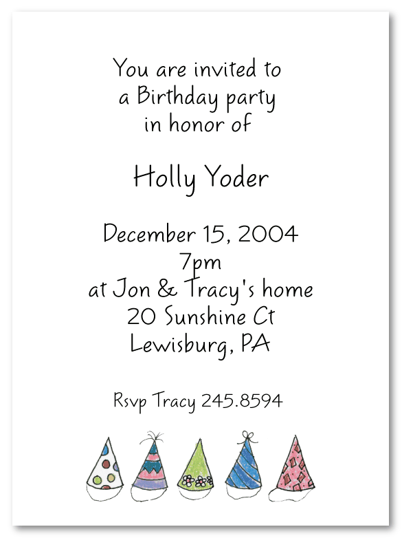 Birthday Hat Row Invitations