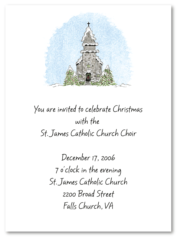 Snowy Church Party Invitations