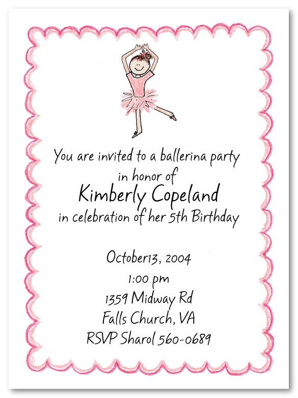 Ballerina Party Invitations