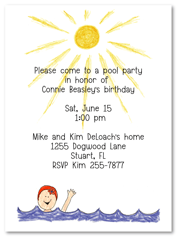 Pool Woman Party Invitations
