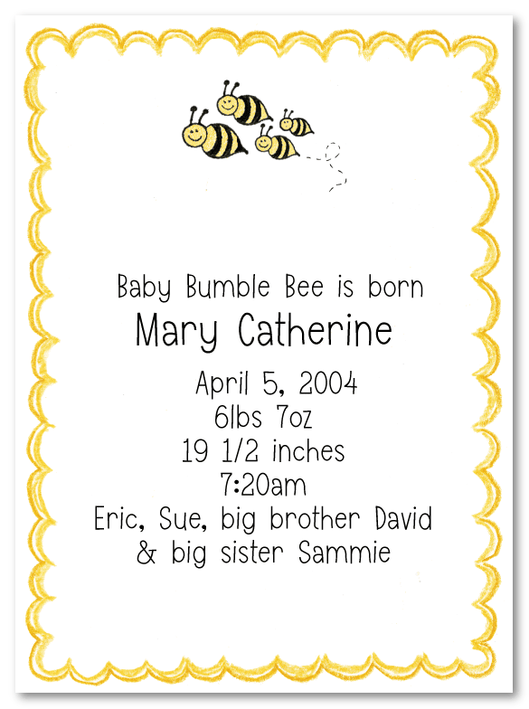 Bee Family Of 4 Birth Announcements