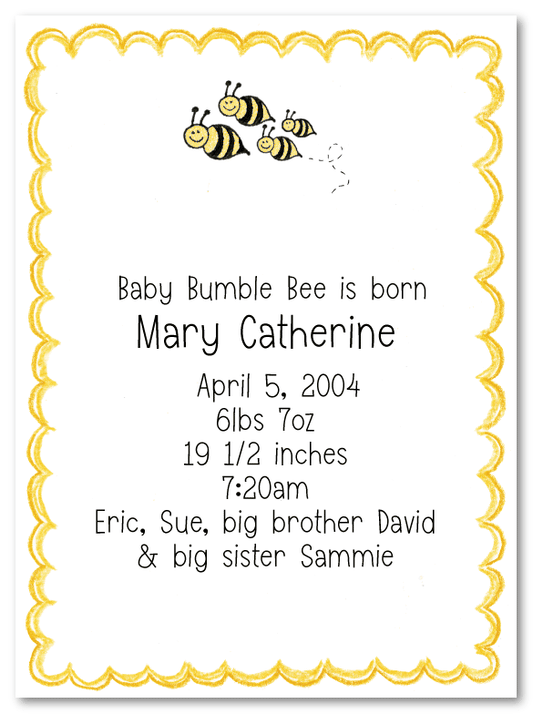 Bee Family Of 4 Birth Announcements