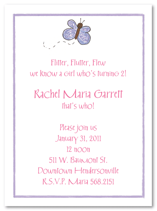 Lynn's Purple Butterfly Invitations