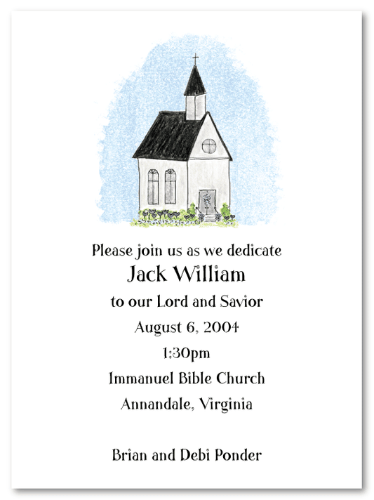 Blue Church Invitations