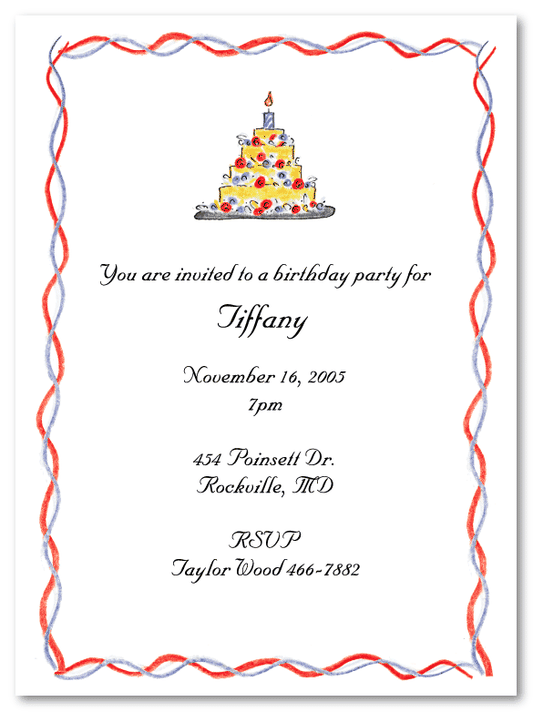 Yellow & Red Cake Invitations