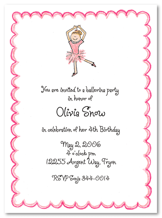 Blonde Ballerina Invitations