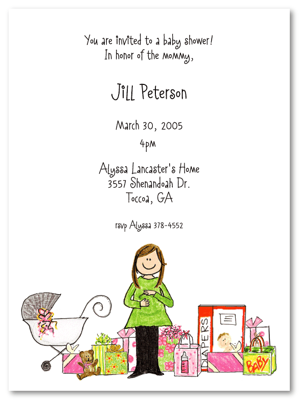 Brunette Mom's Baby Shower-Pink Baby Shower Invites