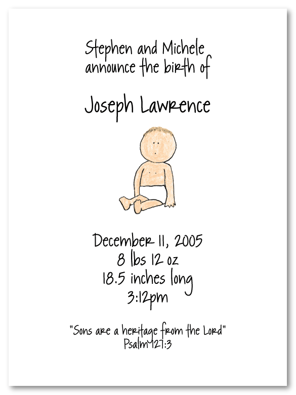 Sitting Baby Birth Announcements