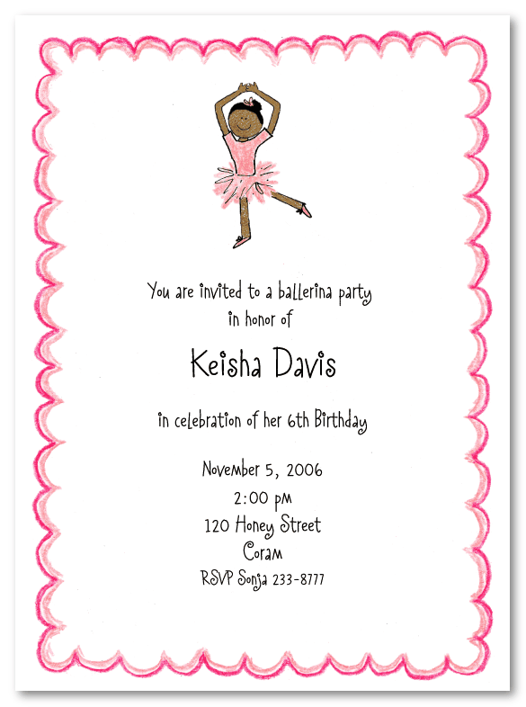 African American Ballerina Invitations