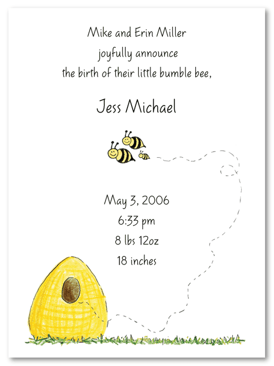Beehive Family Of 3 Birth Announcements
