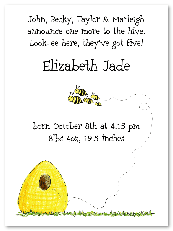 Beehive Family Of 5 Birth Announcements