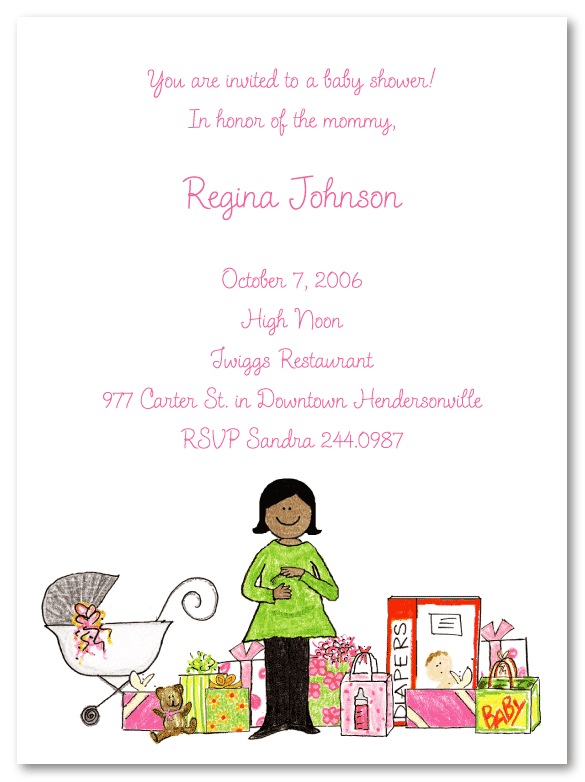 African American Mom's Baby Shower-Pink Baby Shower Invites