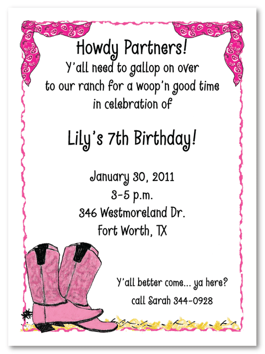 Cowgirl Boots Invitations