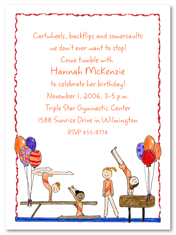 Gymnastic Invitations