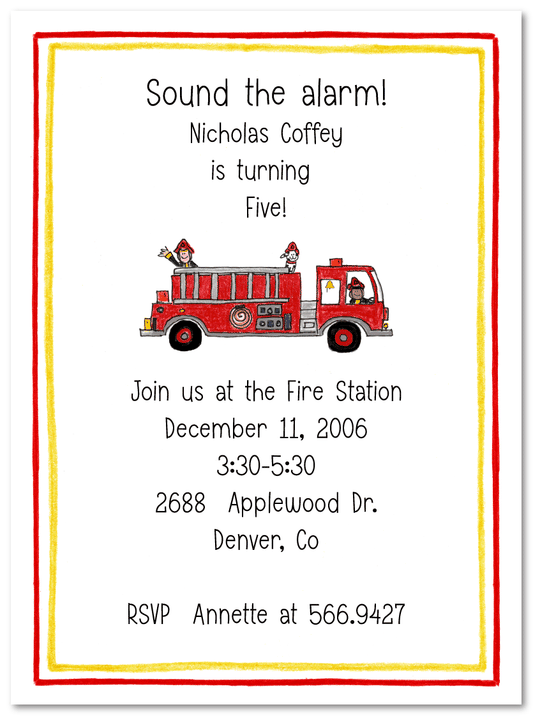 Fire Truck Invites