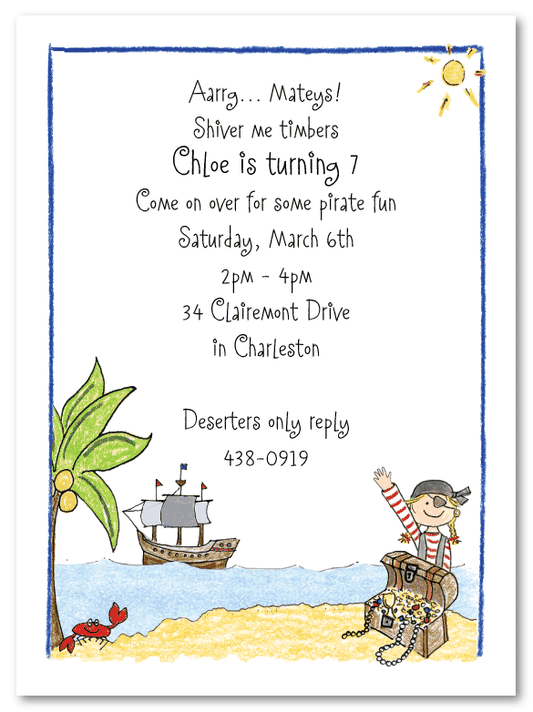 Pirate Girl's Treasure Invitations