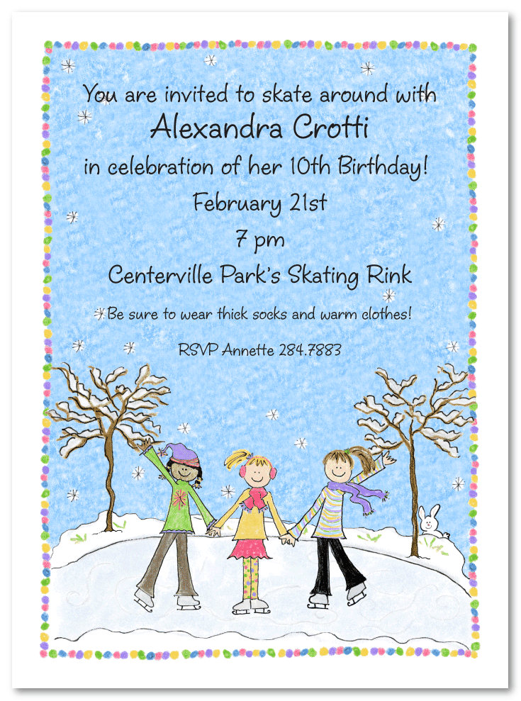 Girl's Ice Skating Invitations