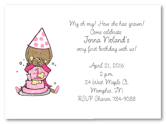 African American Girl's First Birthday Party Invitations