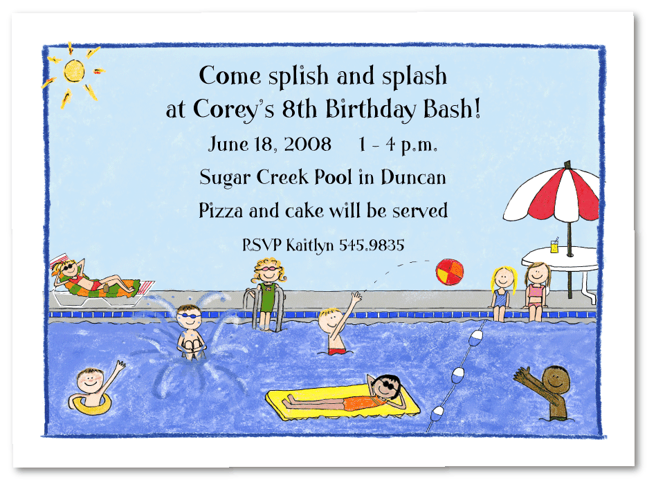 Pool Party Birthday Invitation Wording