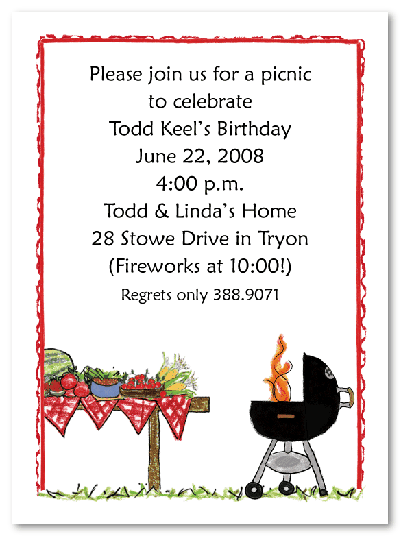 Picnic With Grill Invitations
