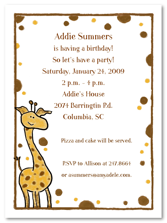 Giraffe Invitations