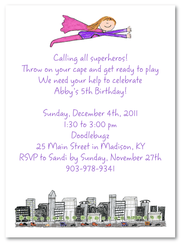 Superhero Girl Invitations