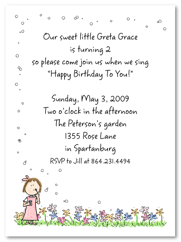 Girl With Bubbles Invitations