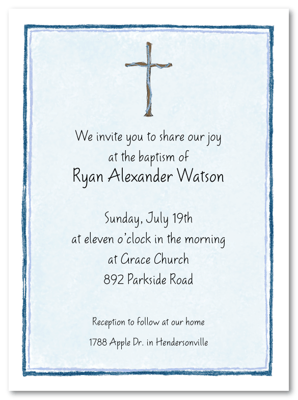 Blue Cross Invitations for a Baptism