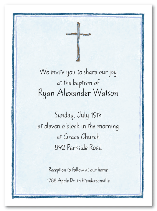 Blue Cross Invitations for a Baptism
