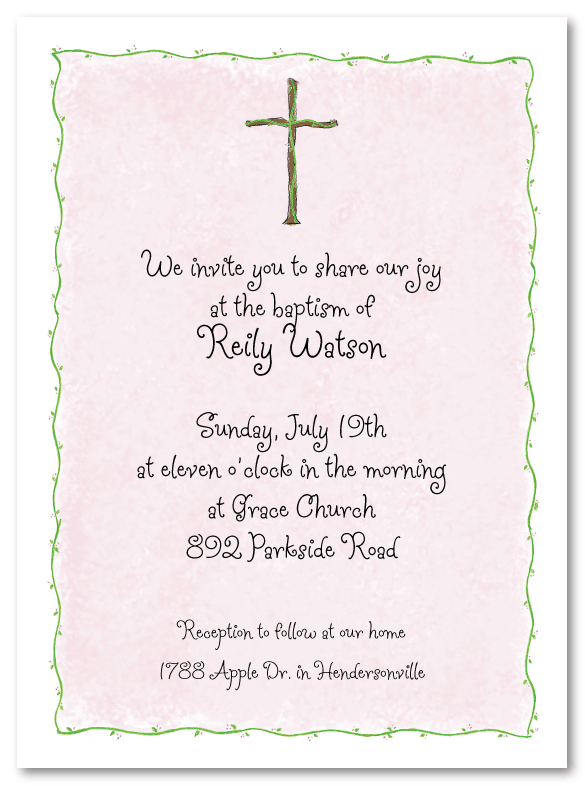 Pink Cross Invitations for a Baptism
