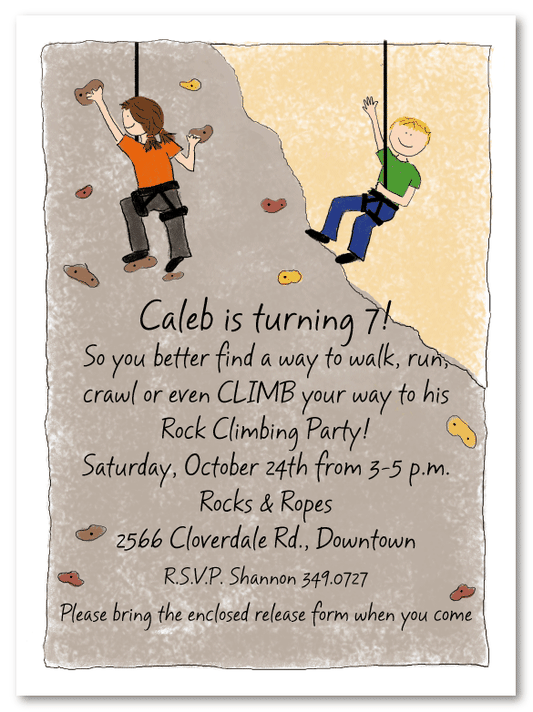 Rock Climbing Invitations