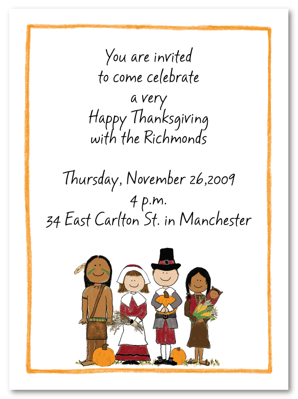 Thanksgiving Pilgrims And Indians Invitations