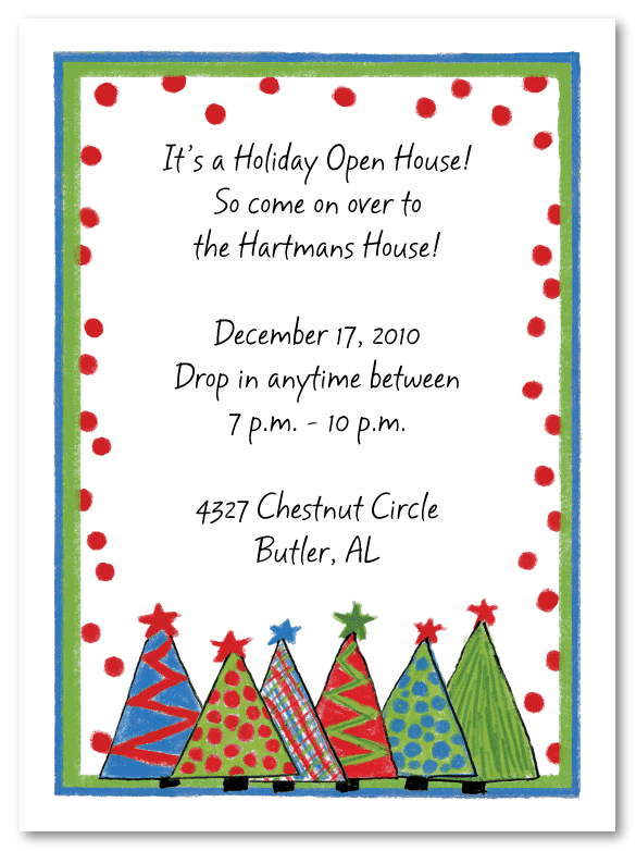 Colorful Christmas Trees Invitations