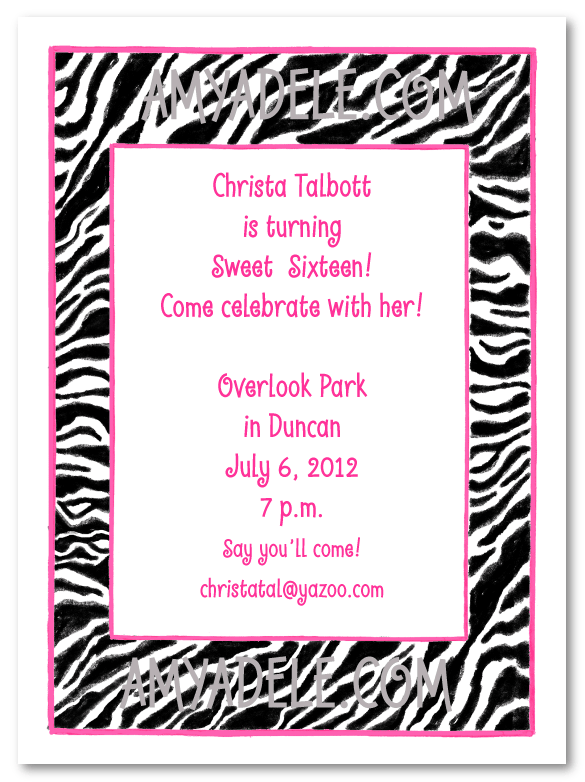 Zebra Print Invitation