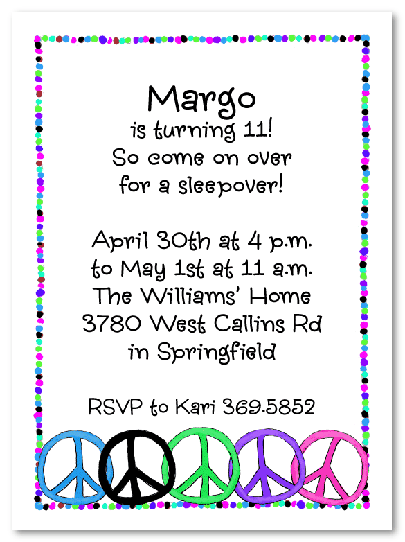 Teen Peace Sign Invitation