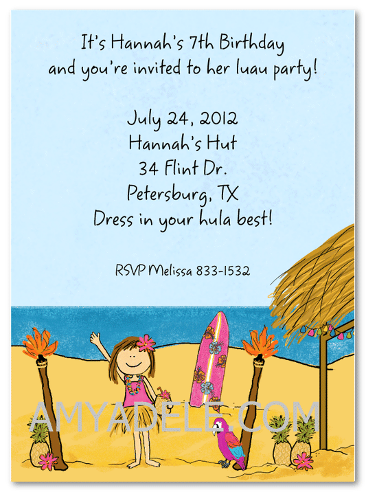 Luau Beach Party Invitations