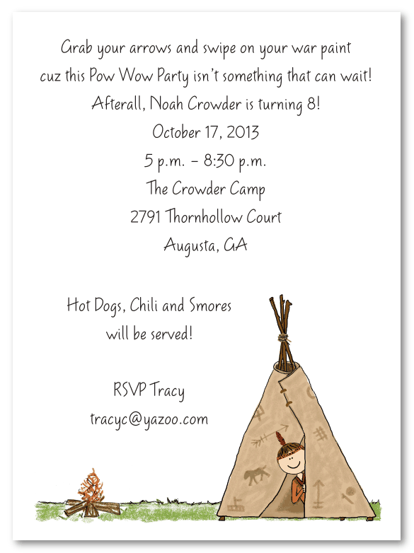 Tee Pee Invitation