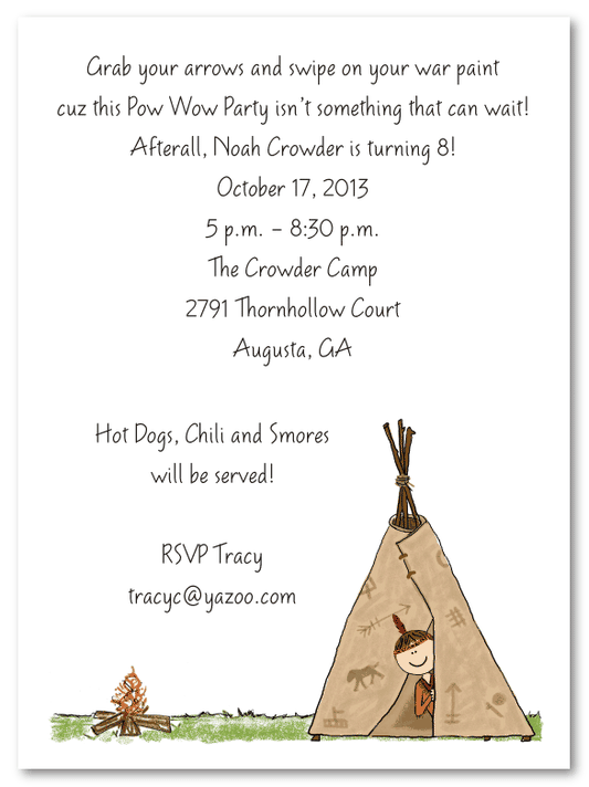 Tee Pee Invitation