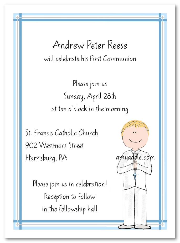 Standing Communion Boy Invitations