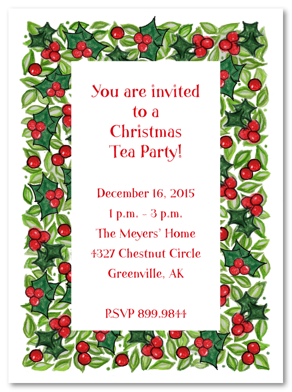 Holly and Berry Border Party Invitations