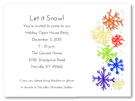 Colorful Snowflakes Invitations