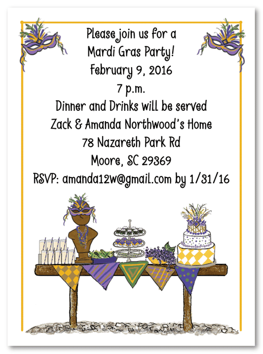 Mardi Gras Table Invitations