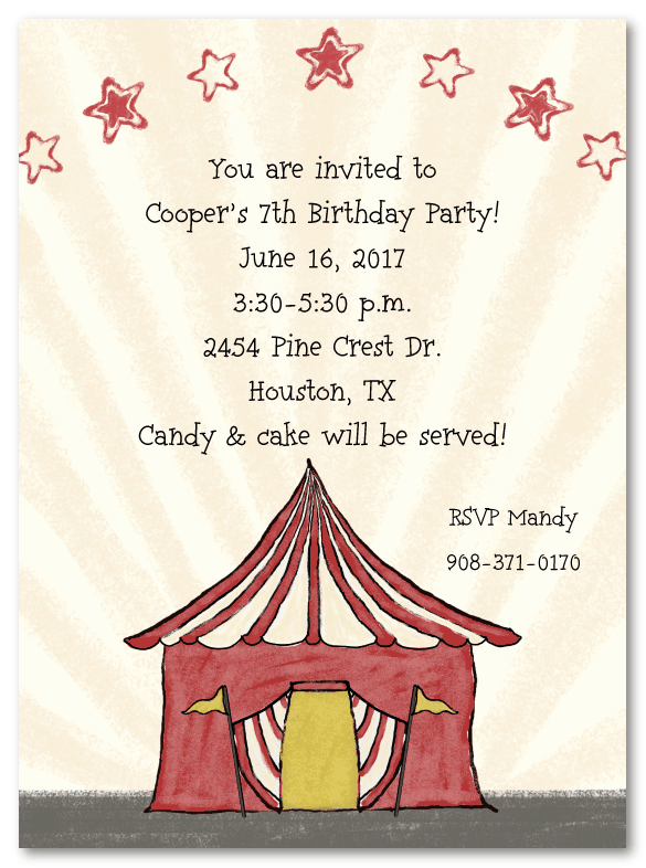 Vintage Circus Tent Invitations