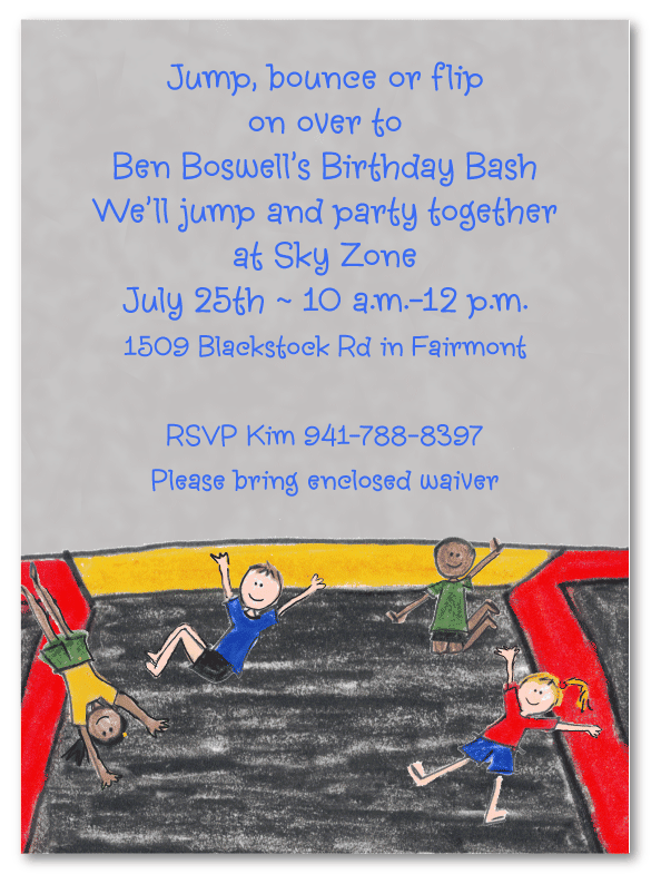 Trampoline Park Invatitations