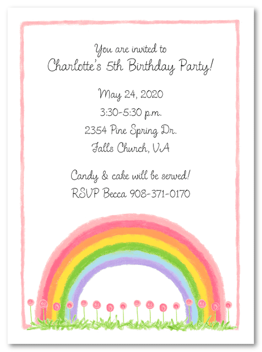 Pastel Pink Rainbow Party Invitations