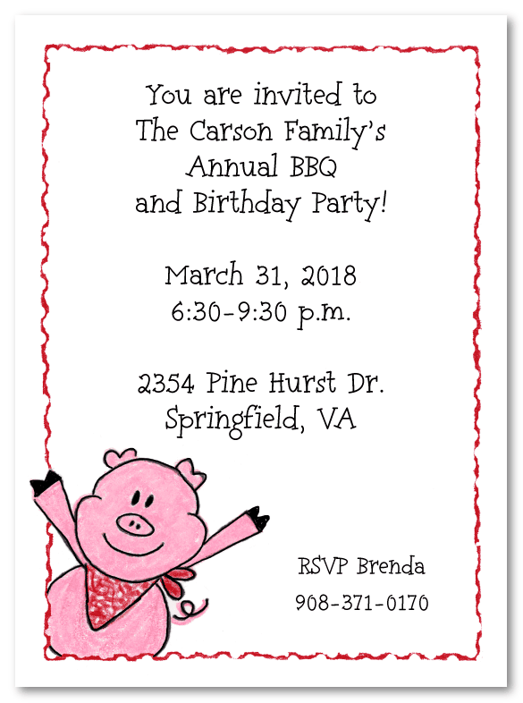 BBQ Pig Invitations