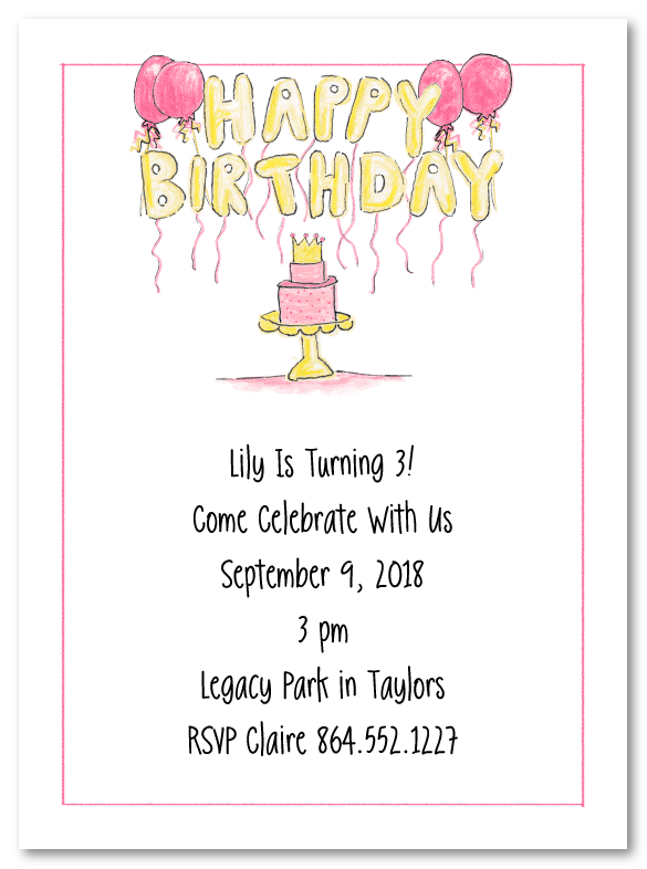 Pink and Gold Birthday Party Invitations