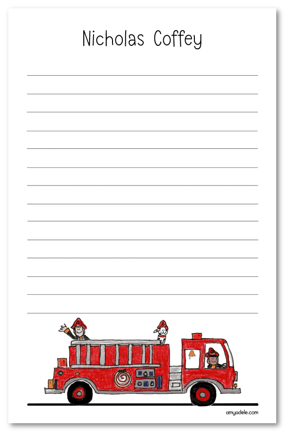 Fire Truck Note Pad