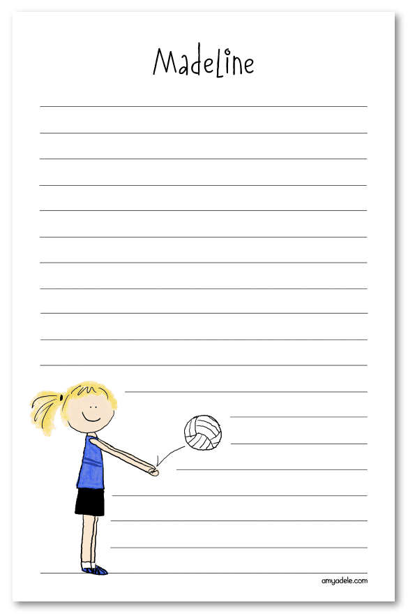 Volleyball Girl Note Pad